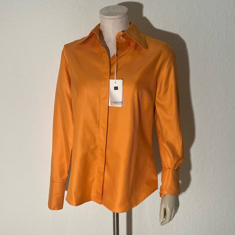 Farinaz Taghavi Womens Attitude Shirt Italian Cotton Twill Weave Dress Shirt 12